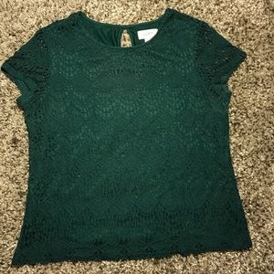 LOFT Green Cap Sleeve Lace Top • Size Small Petite